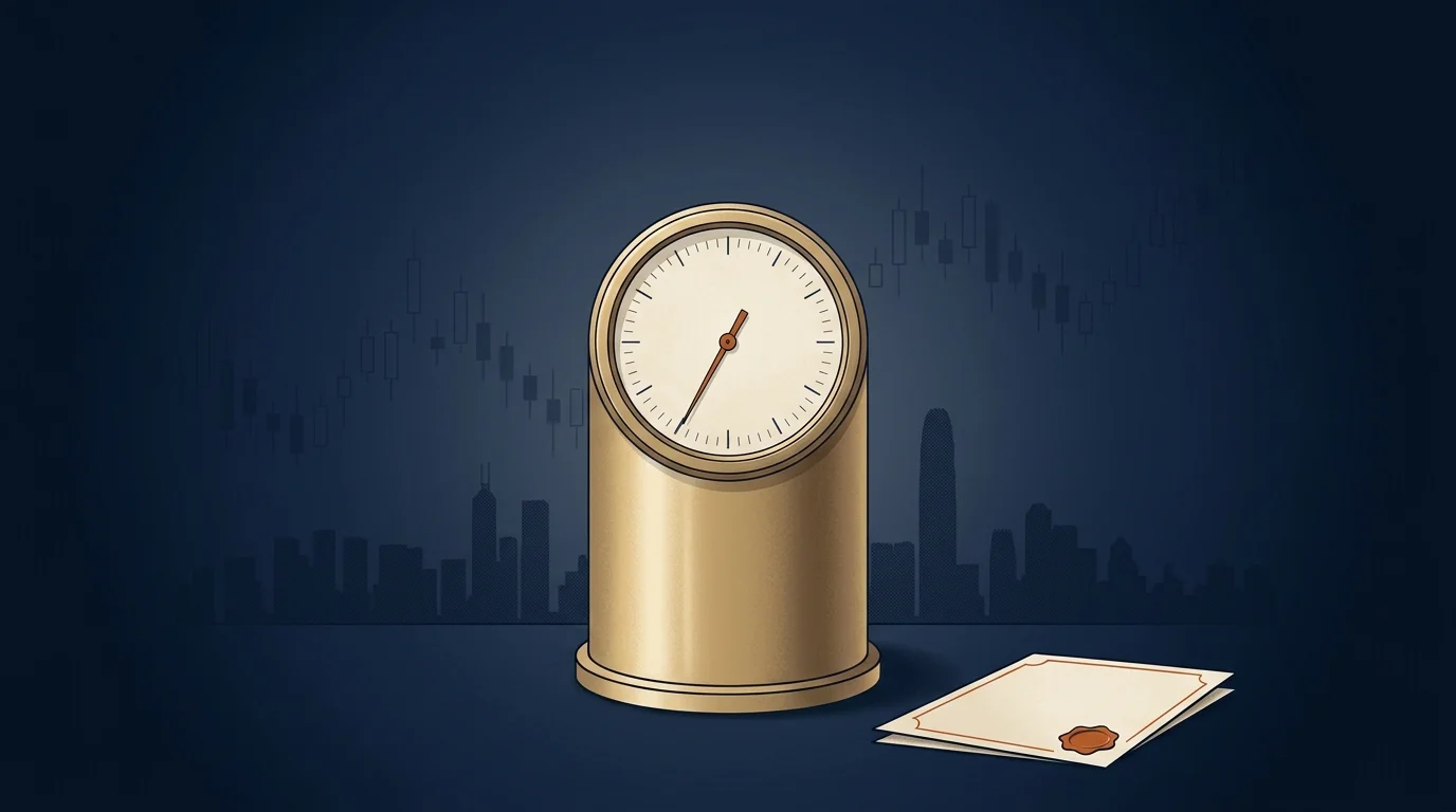 Brass barometer with needle in defensive zone on deep navy editorial surface, illustrating investment risk management